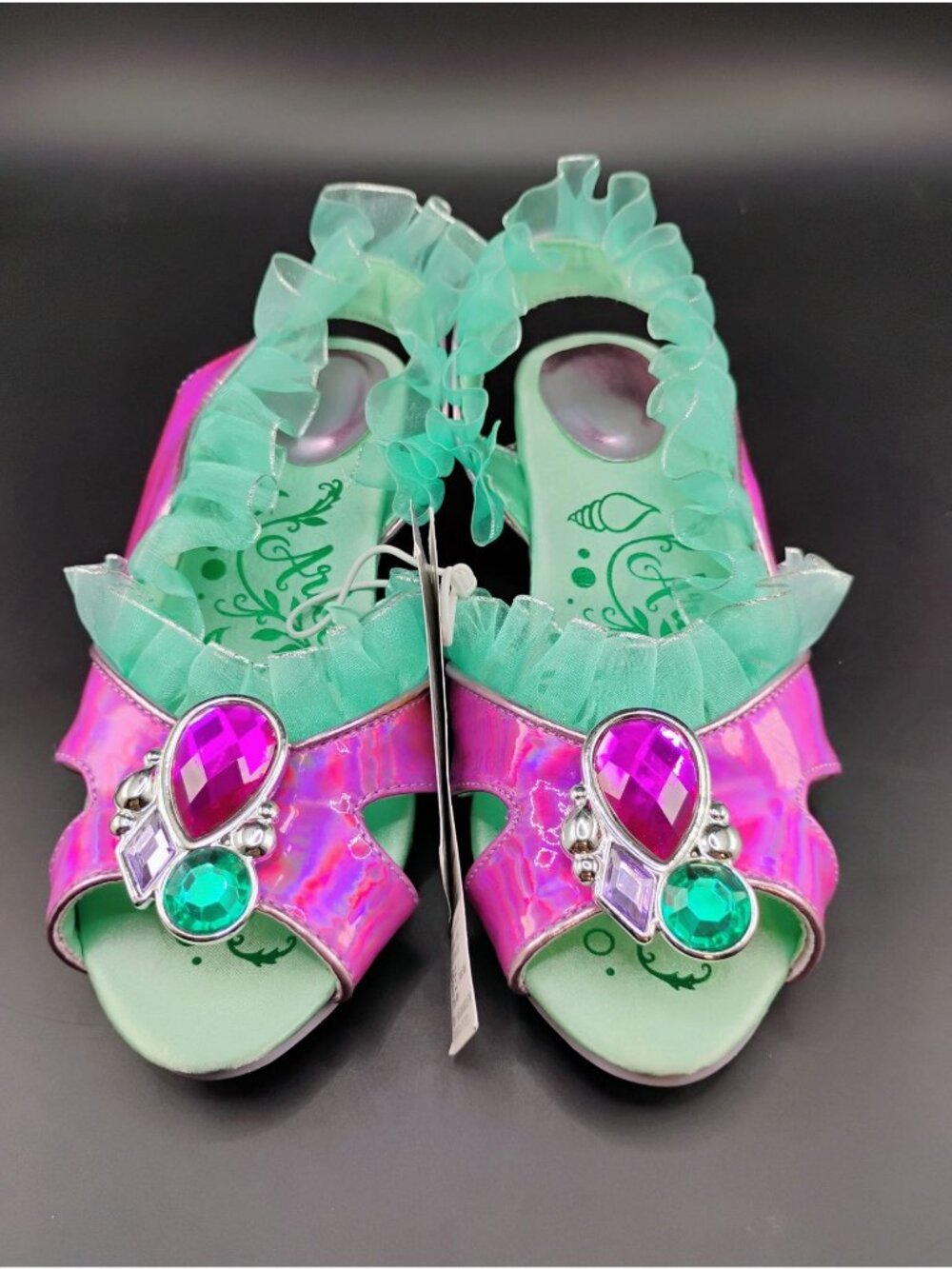 Disney Ariel Girls Dress-Up Shoes Iridescent Pink & Teal Size 7/8
